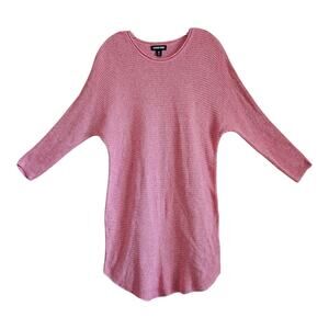 LANDS END Women's M Sweater Tunic Dress Cover Up Pink 3/4 Sleeve Linen Cotton